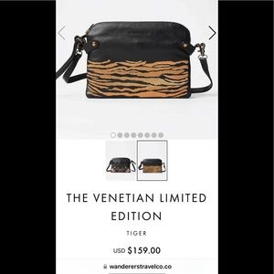 Wanders Travel Company Venetian, LeatherTiger Print cross Body Bag